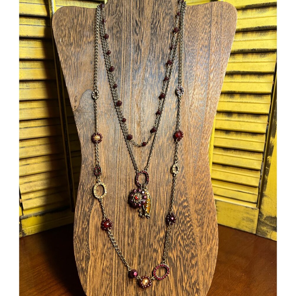 Vida Jewels Multistrand Glass Bead and Rhinestone Goldtone Necklace